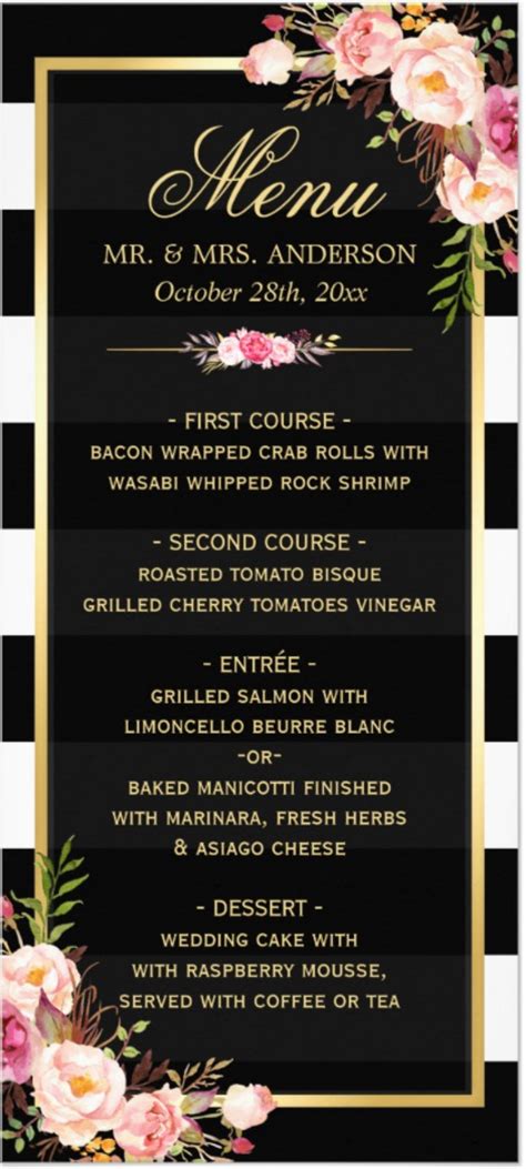 Exquisite Dinner Menu Information 